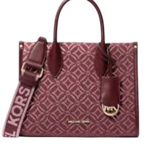 MICHAEL KORS MIRELLA SMALL METALLIC LOGO JACQUARD CROSSBODY BAG